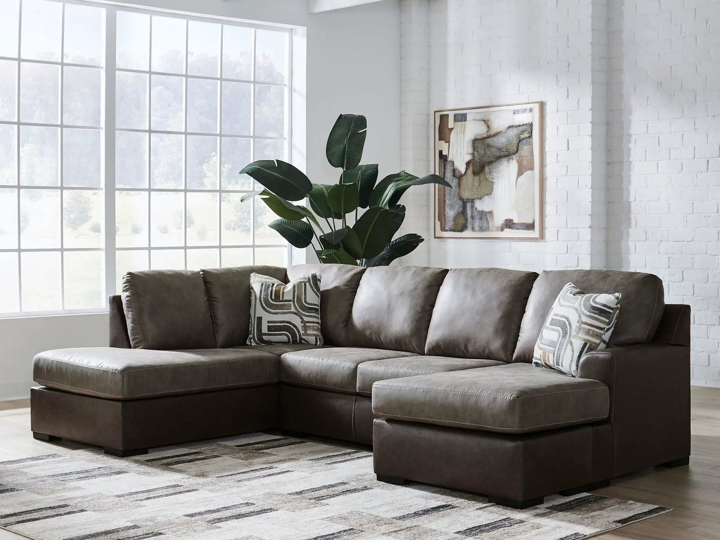 Castille Way Sectional Sofa with Chaise in Brown