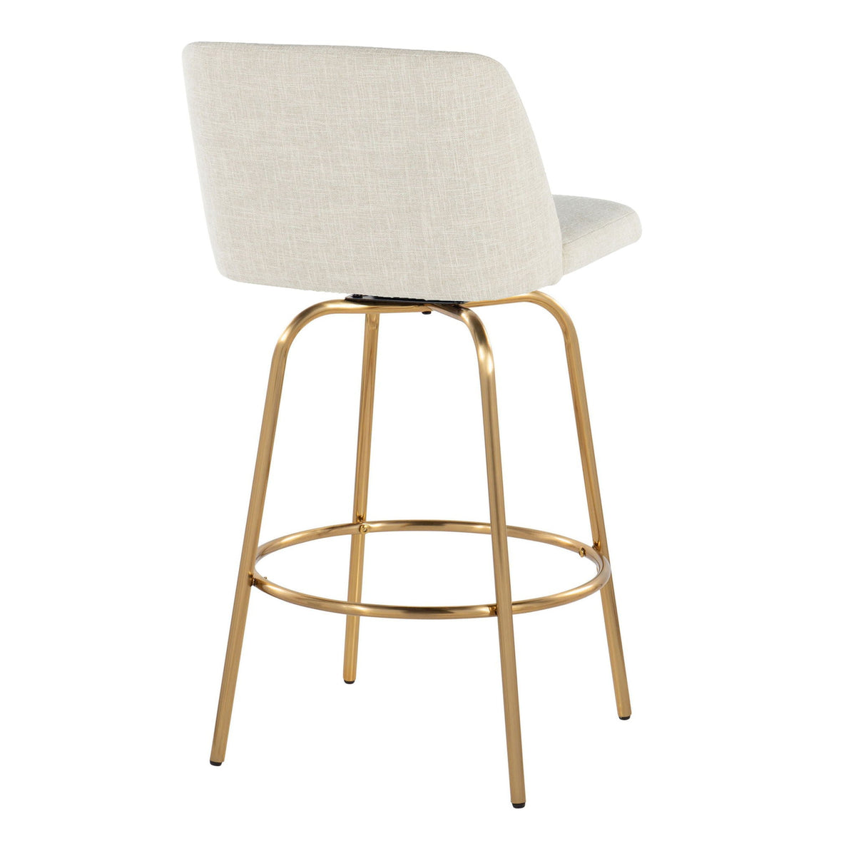 Toriano Contemporary Fixed Counter Stool with Swivel by HouseOfZazla beige linen upholstery on Tampa Home & Garden Store