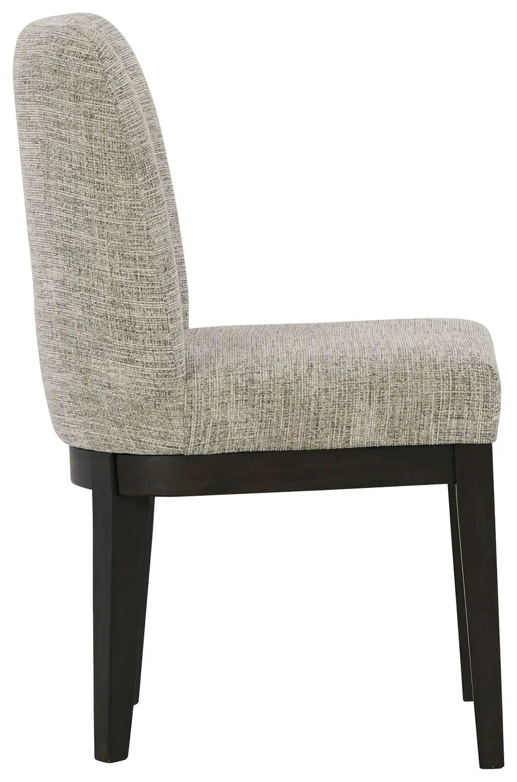 Burkhaus Dining UPH Side Chair set of 2 beige upholstery with dark brown wood legs on Tampa Home & Garden Store