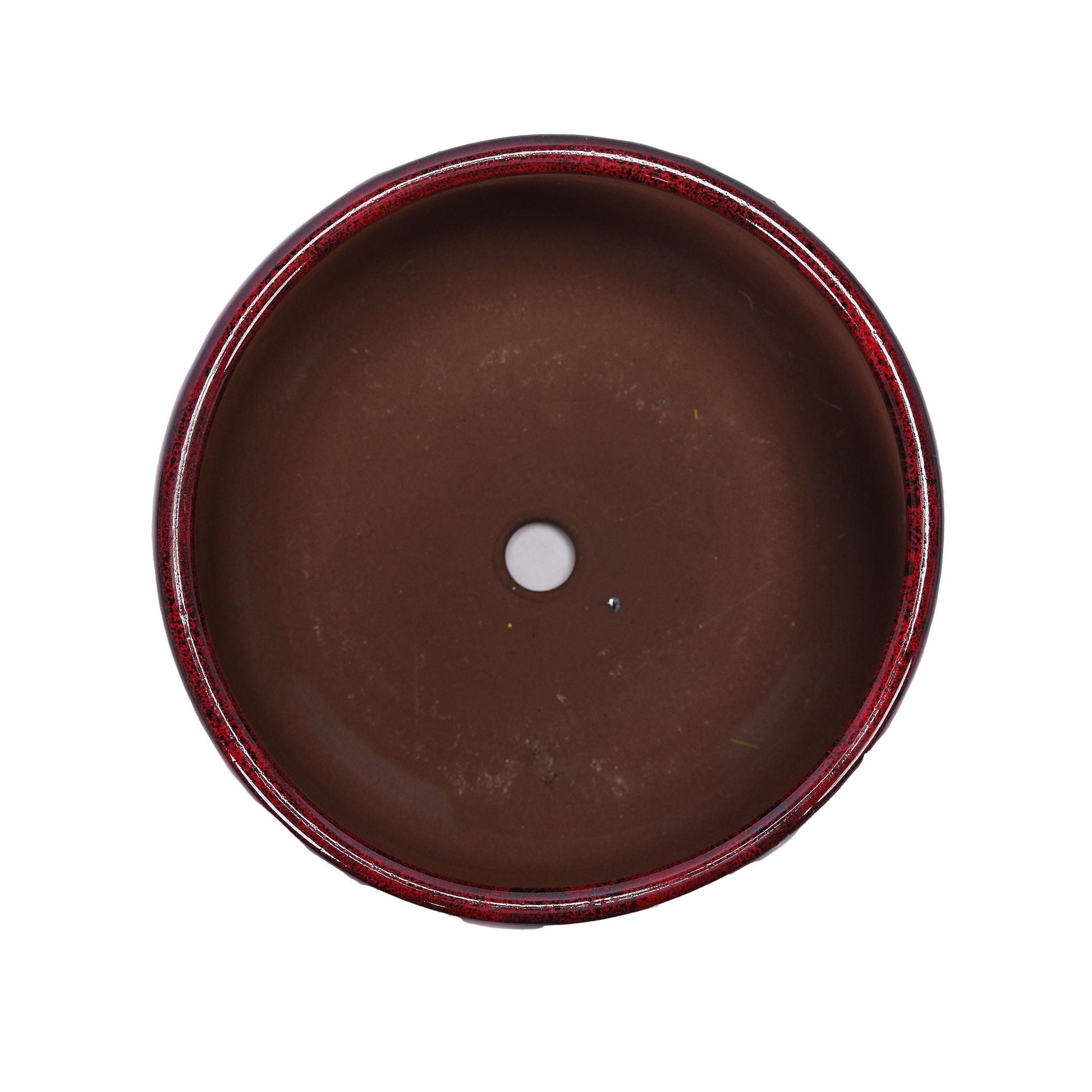 4-piece planter pot set in bean paste red glaze with brown interior HouseOfZazla on Tampa Home & Garden Store