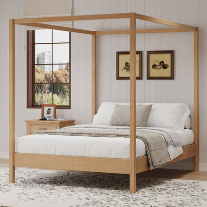 Four Post Canopy Bed Frame and Wooden Slats