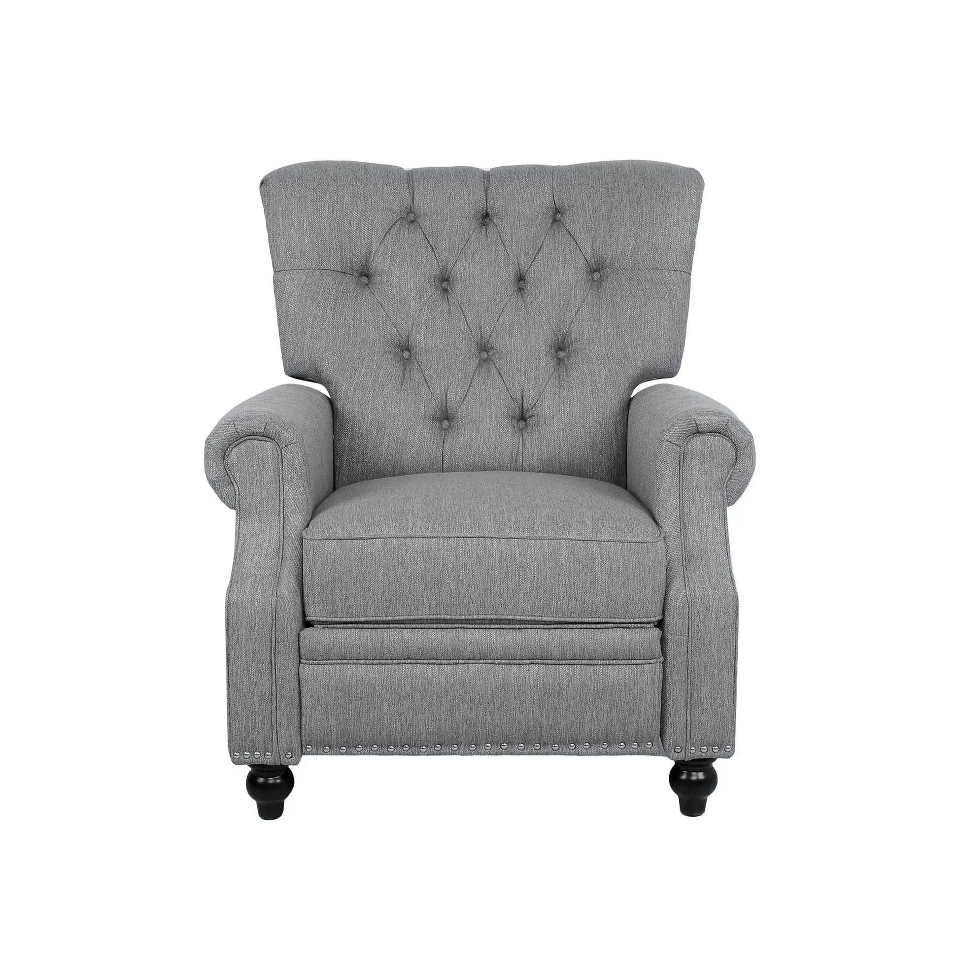 Welch Tufted Pushback Recliner gray fabric by Unique Piece Furniture with tufted back on Tampa Home & Garden Store