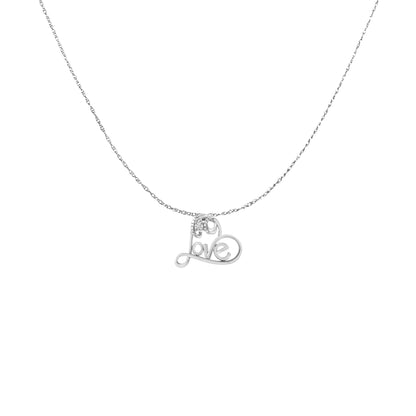 Sterling Silver open heart pendant with Love script and 1/6 cttw diamonds on an 18-inch chain on Tampa Home & Garden Store