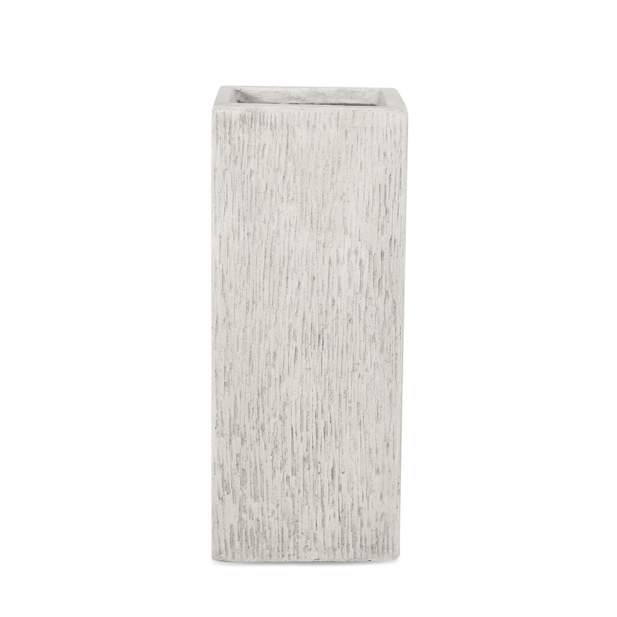 Modern Outdoor Planter concrete gray with textured vertical grooves on Tampa Home & Garden Store