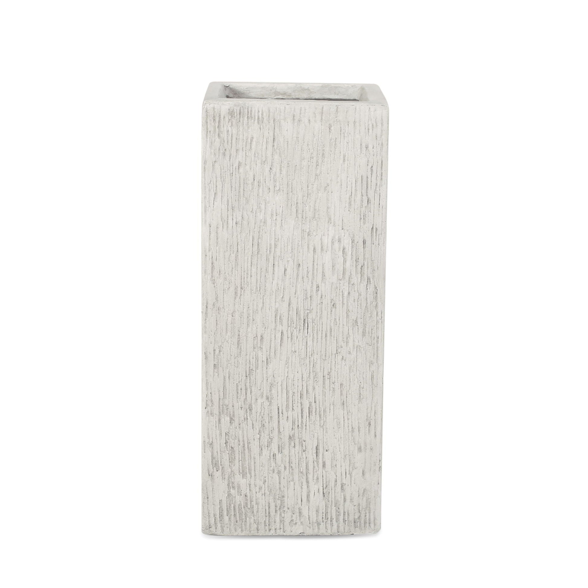 Modern Outdoor Planter concrete gray with textured vertical grooves on Tampa Home & Garden Store