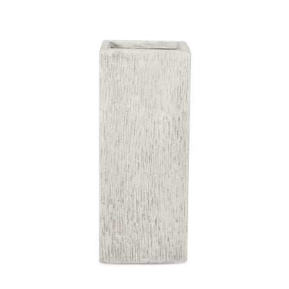 Modern Outdoor Planter concrete gray with textured vertical grooves on Tampa Home & Garden Store