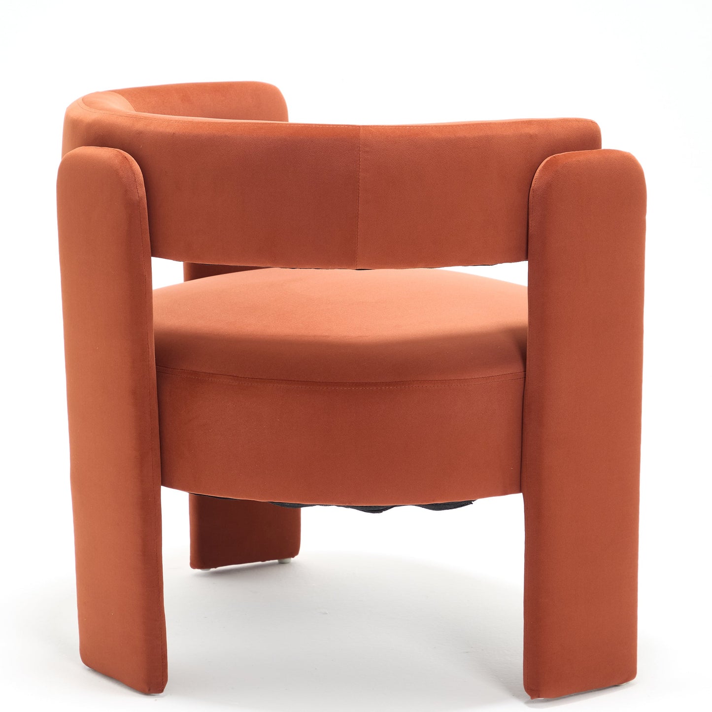 Accent chair velvet terracotta orange with curved arms back view on Tampa Home & Garden Store