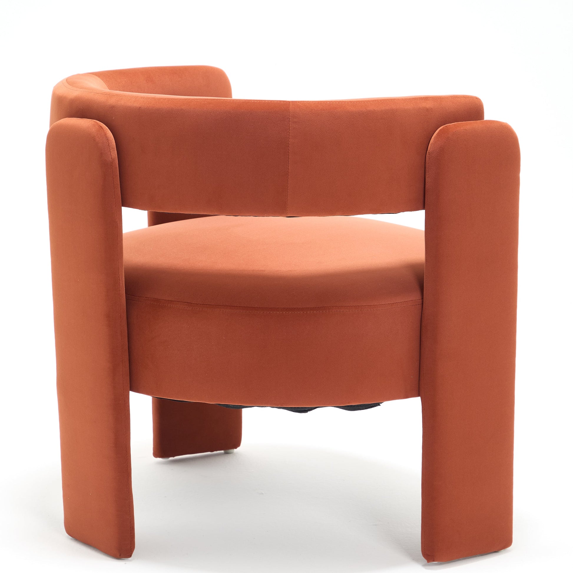 Accent chair velvet terracotta orange with curved arms back view on Tampa Home & Garden Store