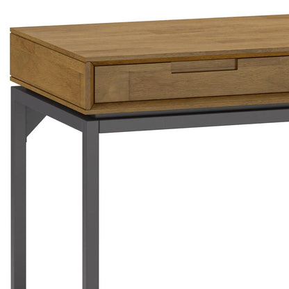 Banting mid-century wide desk handcrafted with oak top and gray metal legs on Tampa Home & Garden Store