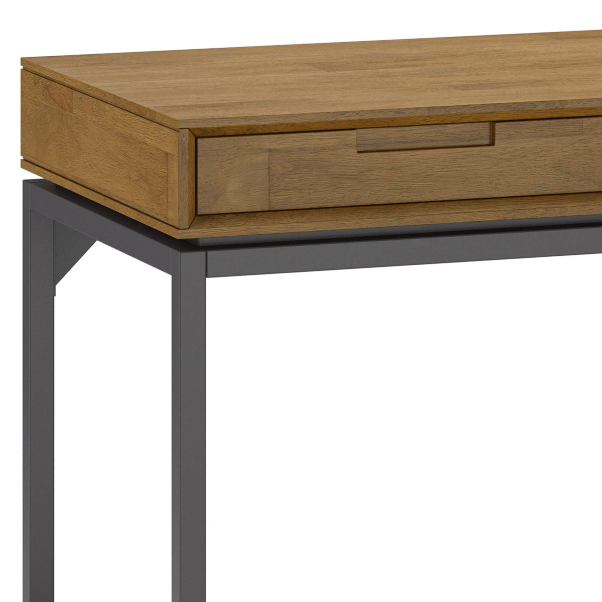 Mid Century Wide Writing Desk with Three Drawers, oak top, gray metal legs HouseOfZazla on Tampa Home & Garden Store