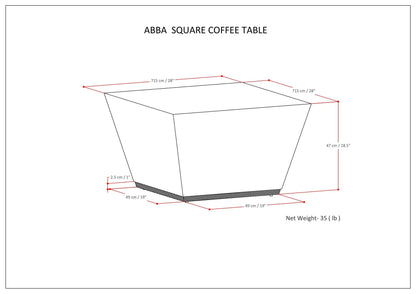 Abba Handcrafted Coffee Table blueprint with red dimension lines by Unique Piece Furniture on Tampa Home & Garden Store