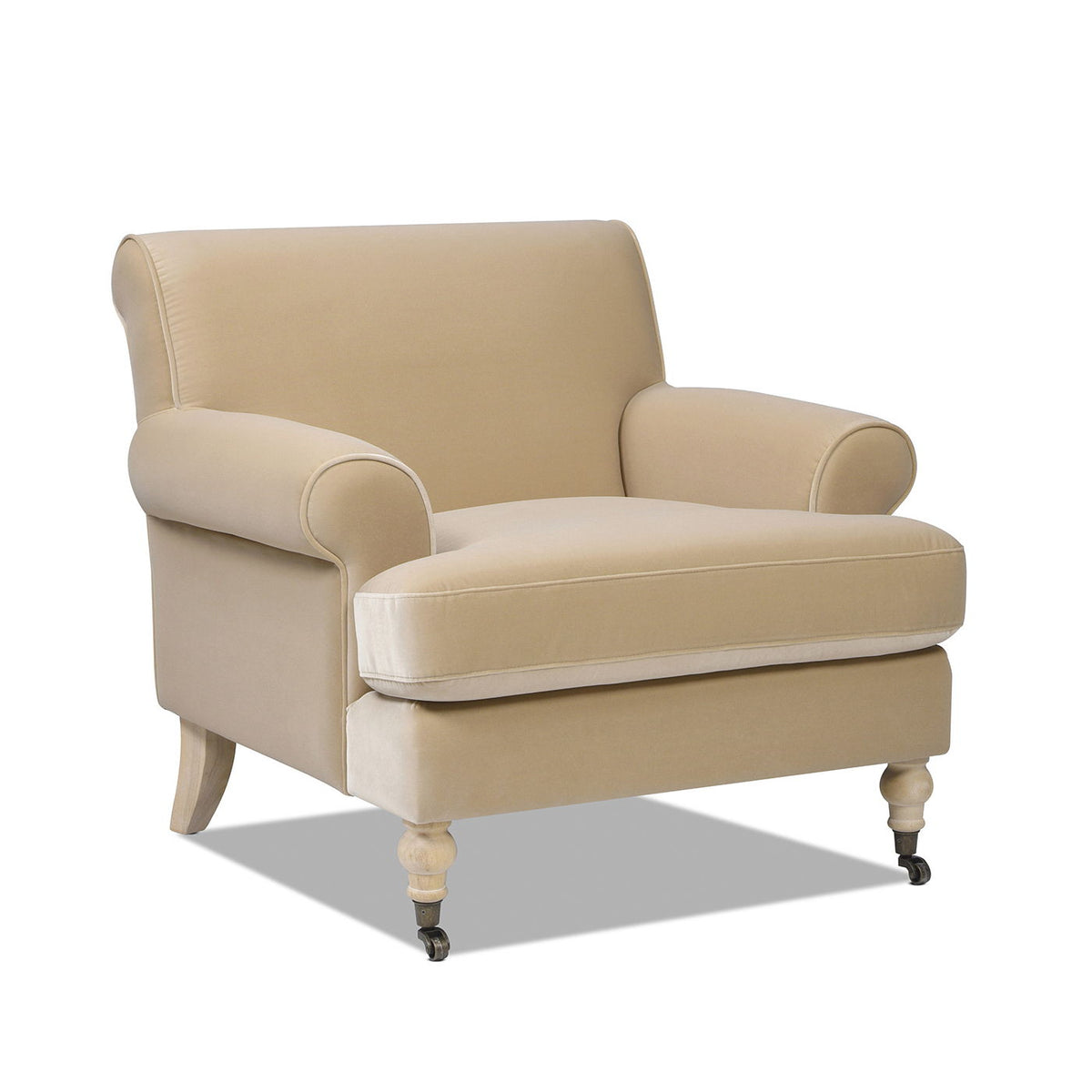 Accent Arm Chair with Casters and Reversible Cushions in Beige Upholstery on Tampa Home & Garden Store
