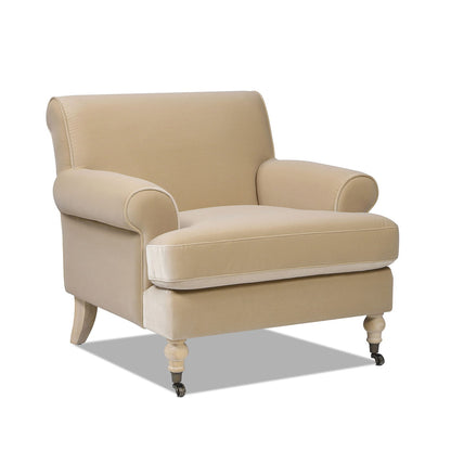 Accent Arm Chair with Casters and Reversible Cushions in Beige Upholstery on Tampa Home & Garden Store