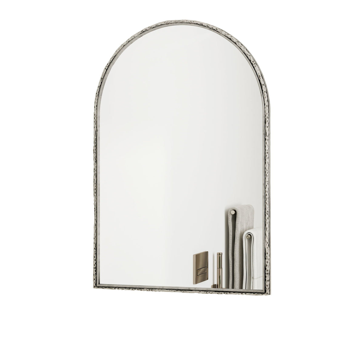 Arched wall mirror by HouseOfZazla with hammered silver frame and shatterproof glass on Tampa Home & Garden Store
