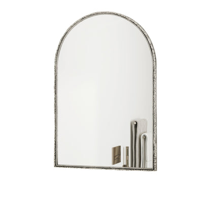 Arched wall mirror by HouseOfZazla with hammered silver frame and shatterproof glass on Tampa Home & Garden Store