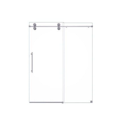 HouseOfZazla clear tempered frameless sliding shower door with top rail and rollers on Tampa Home & Garden Store