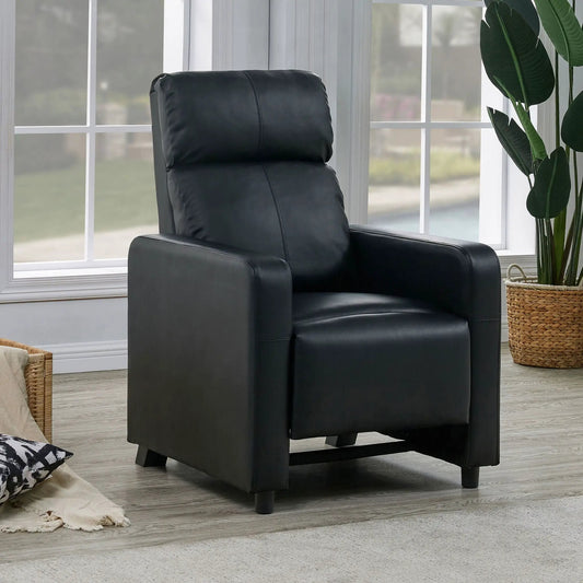Push Back Recliner - Black leather reclining chair on Tampa Home & Garden Store