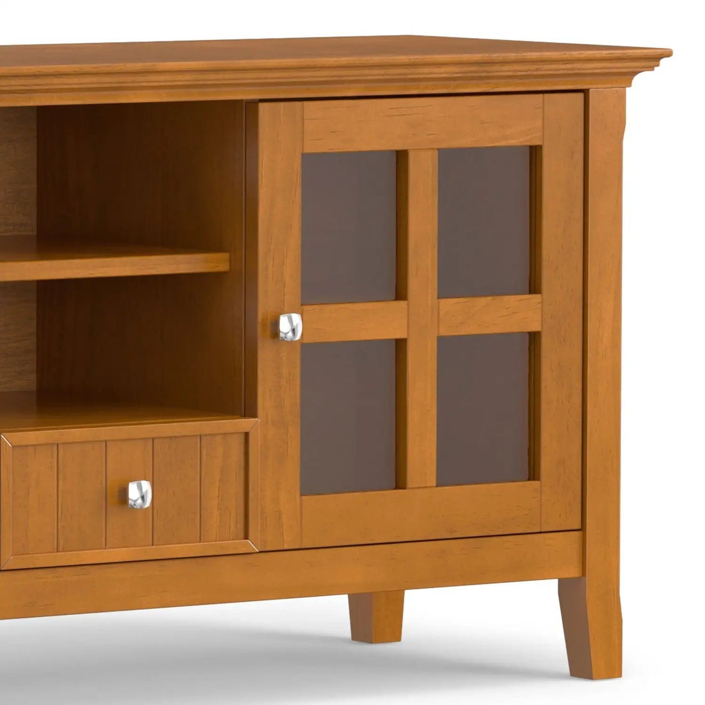 Acadian Media Stand with Glass Doors and Drawers