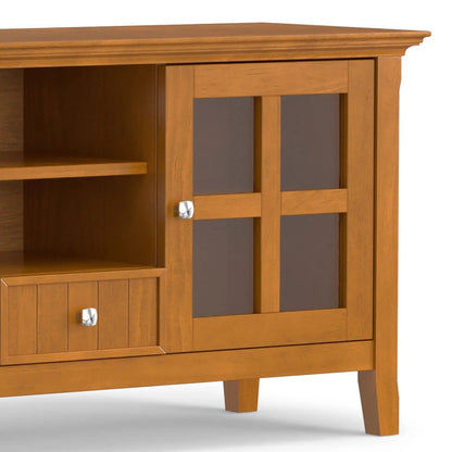 Acadian Media Stand with Glass Doors and Drawers