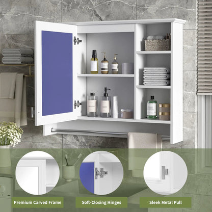 Wall Mounted Mirror Cabinet With Adjustable Shelf