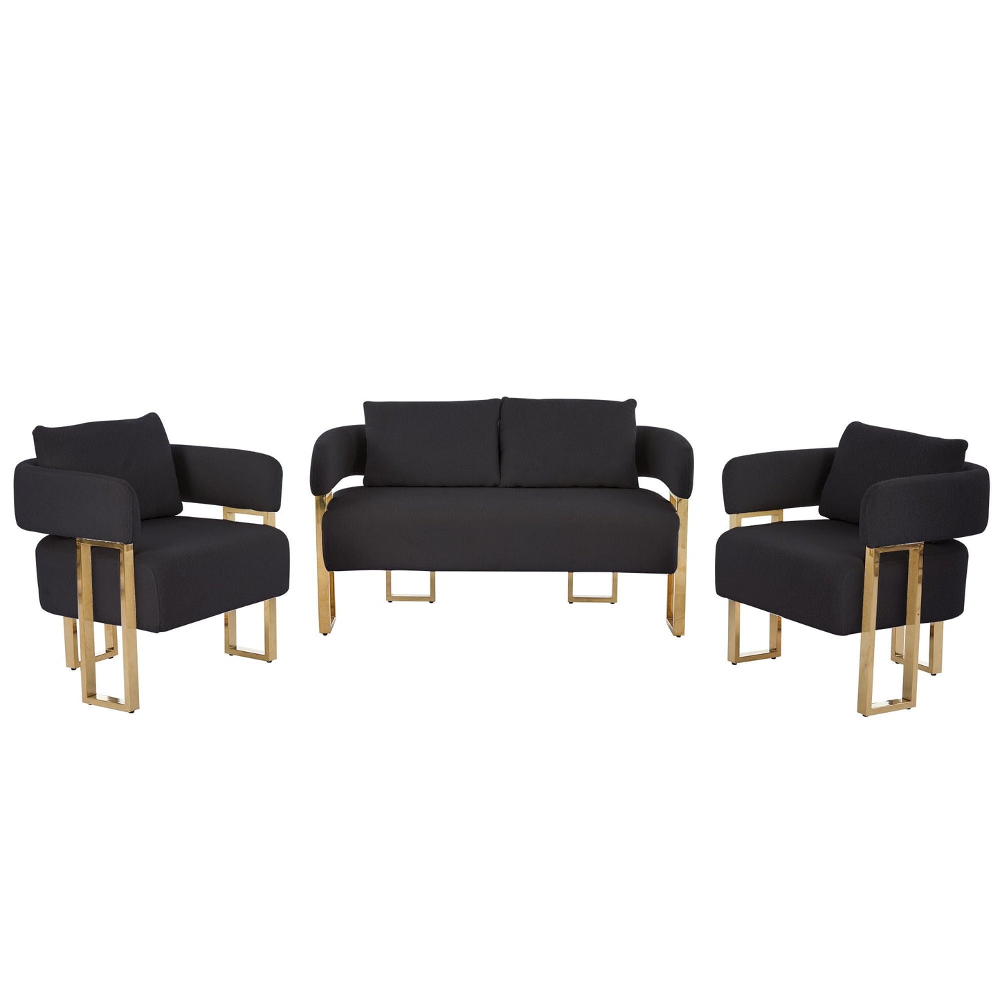 Decorative Side Chair Set of Five Black Armchairs with Gold Legs HouseOfZazla on Tampa Home & Garden Store