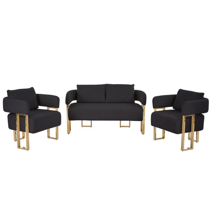 Decorative Side Chair Set of Five Black Armchairs with Gold Legs HouseOfZazla on Tampa Home & Garden Store