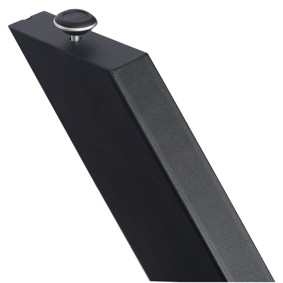 Steel table base with spider legs, black finish, round foot knob close-up on Tampa Home & Garden Store