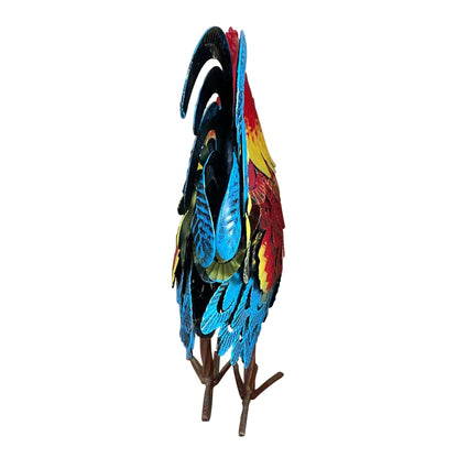 Wrought-Iron Rooster Garden Statue multicolor blue red yellow finish by HouseOfZazla on Tampa Home & Garden Store