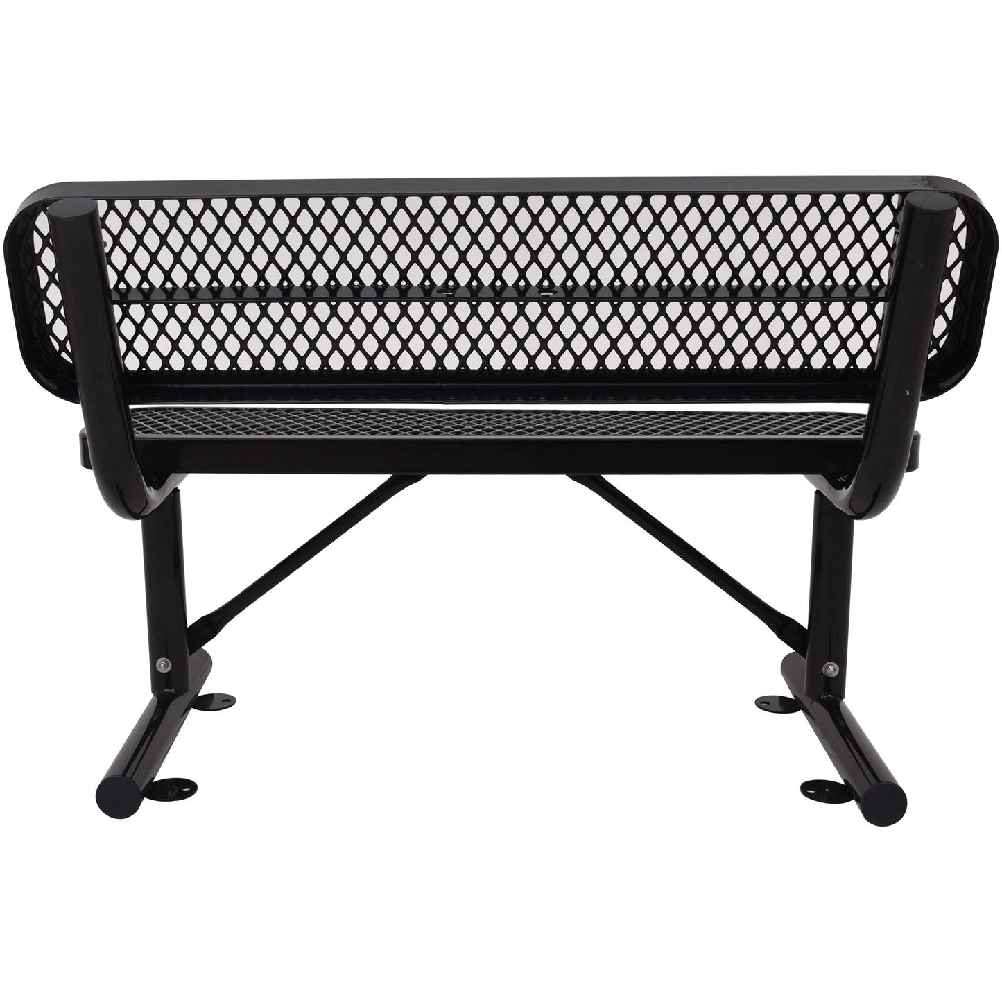 6' outdoor steel bench with backrest, black powder-coated frame, HouseOfZazla on Tampa Home & Garden Store.