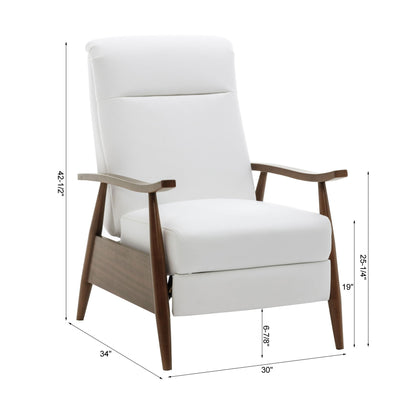 Sarasota Arm Push Back Recliner white upholstered chair with wooden armrests by HouseOfZazla on Tampa Home & Garden Store