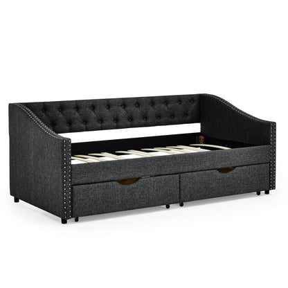 Upholstered Tufted Daybed with Storage Drawers
