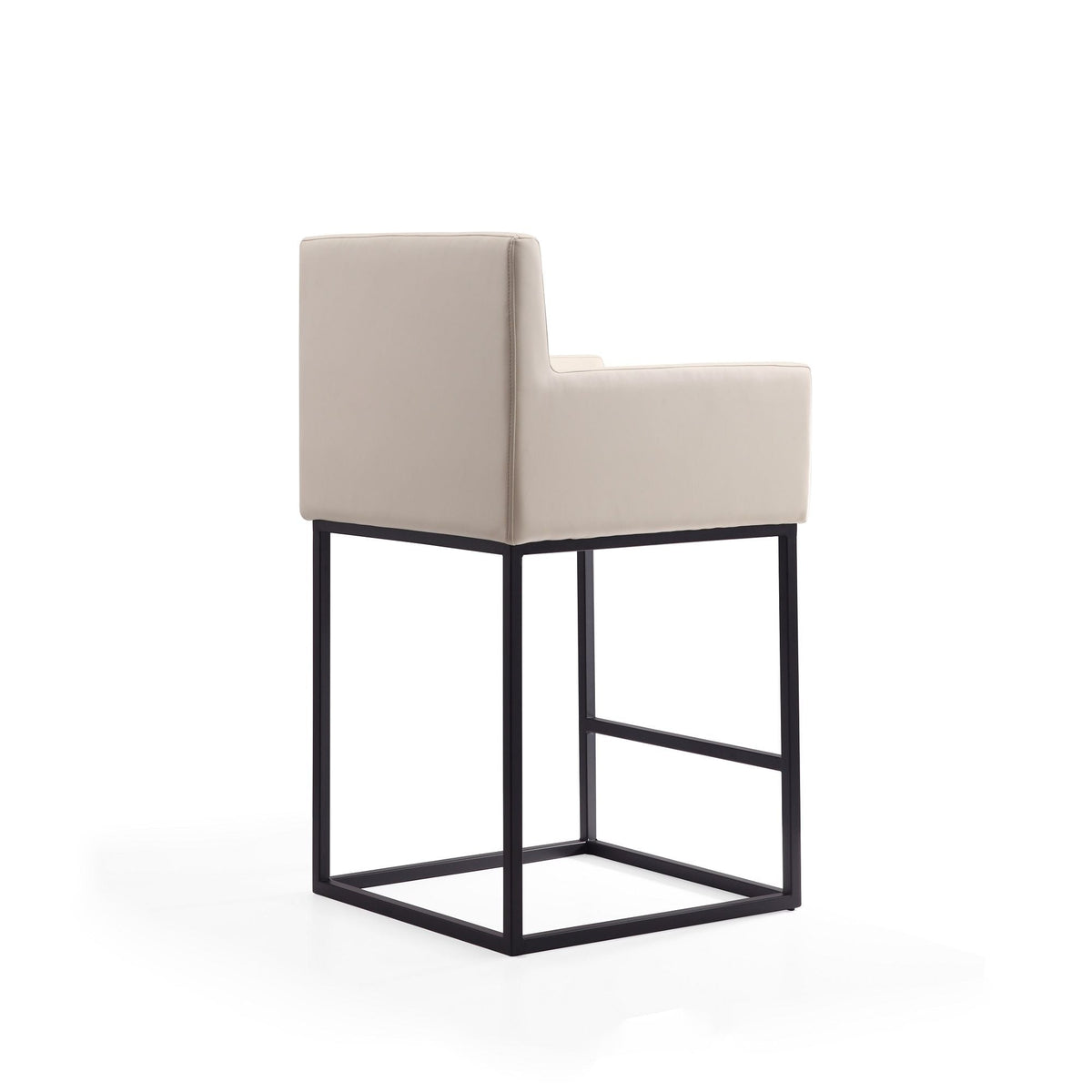 Ambassador counter stool beige with square black metal frame and arms by HouseOfZazla on Tampa Home & Garden Store