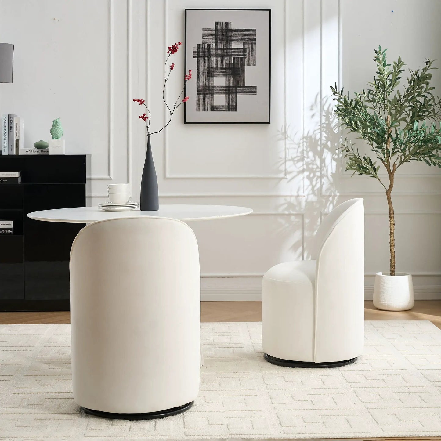 360 Degree Swivel Armless Dining Barrel Chair pair in white by Unique Piece Furniture on Tampa Home & Garden Store