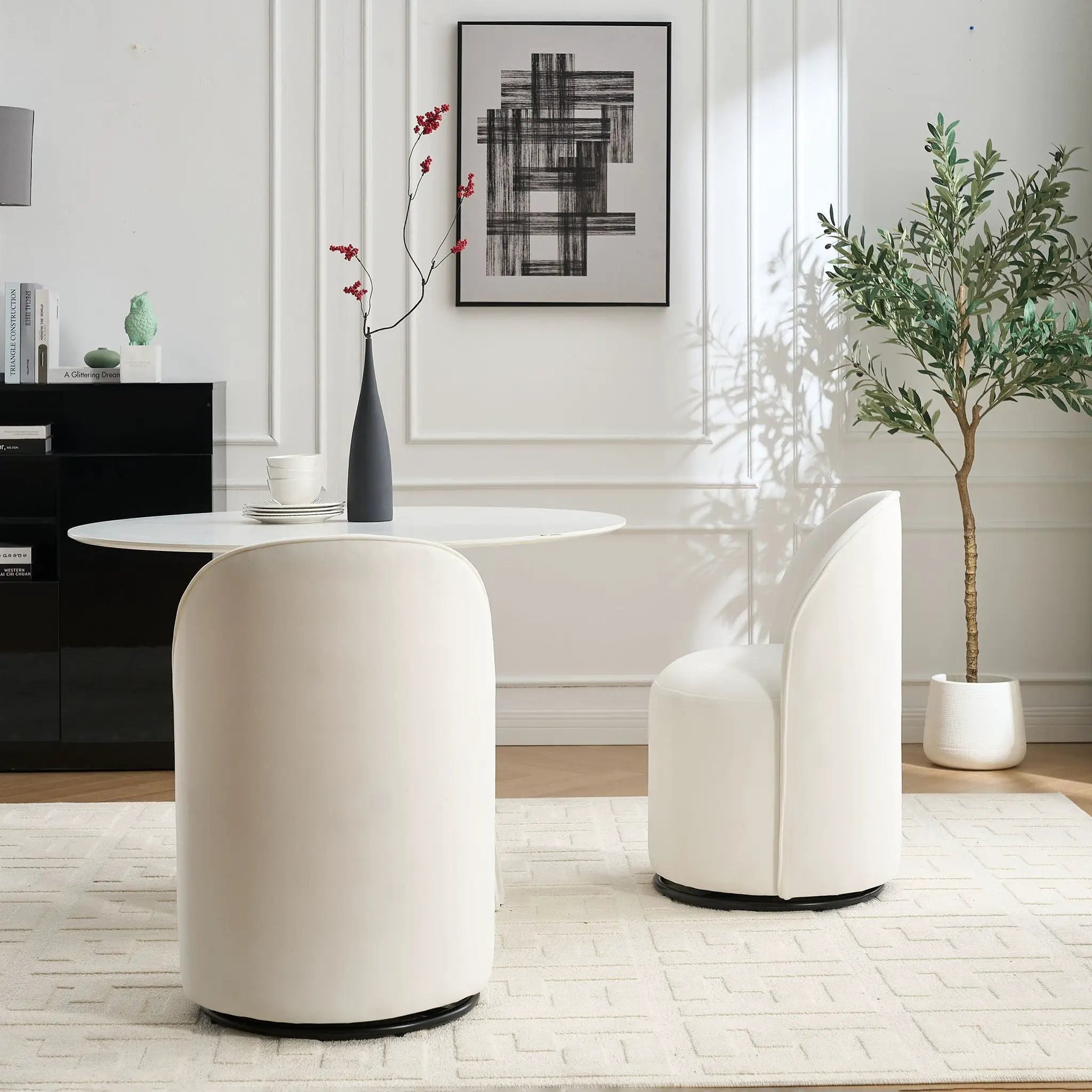 360 Degree Swivel Armless Dining Barrel Chair pair in white by Unique Piece Furniture on Tampa Home & Garden Store