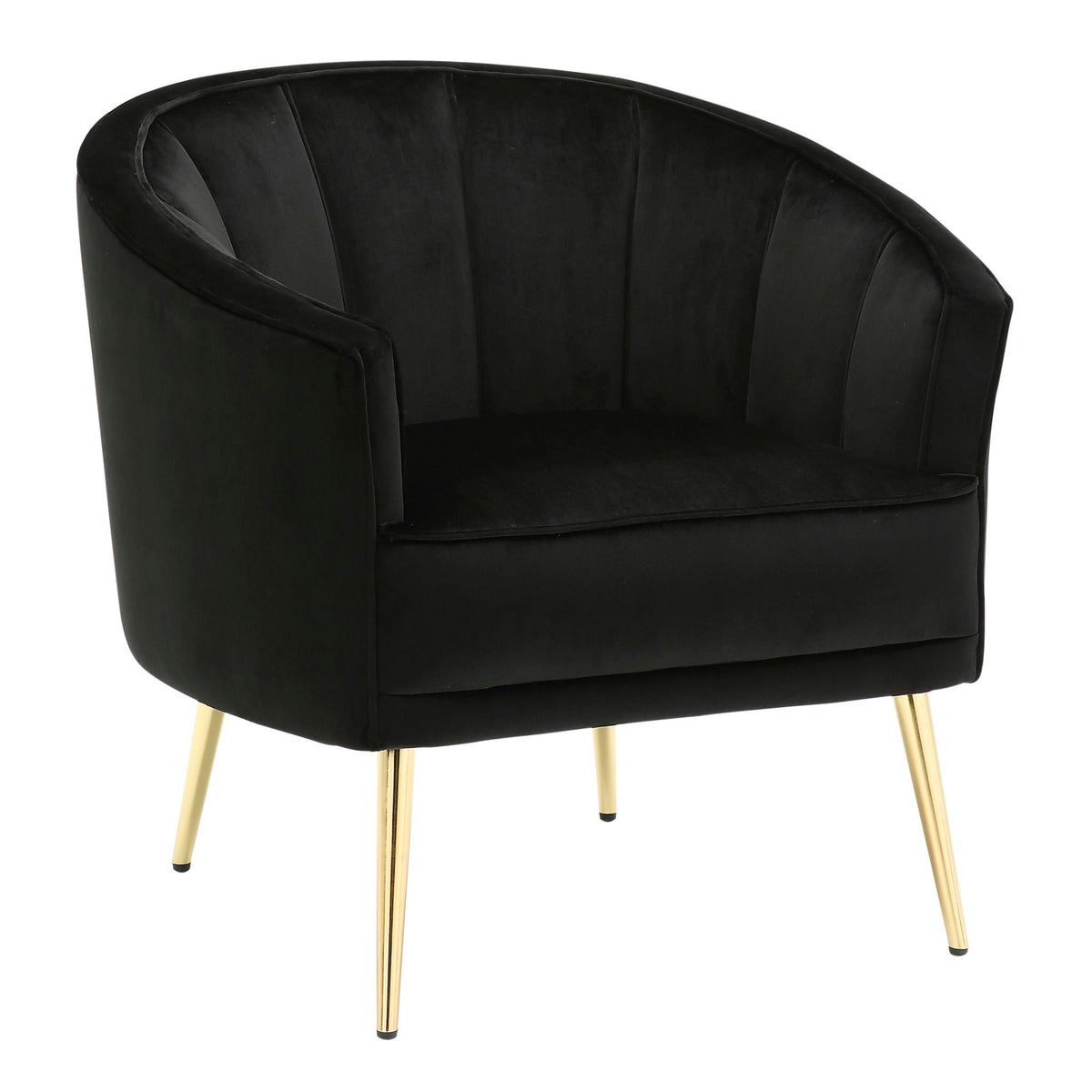 Black velvet tufted accent chair with gold metal legs by HouseOfZazla on Tampa Home & Garden Store