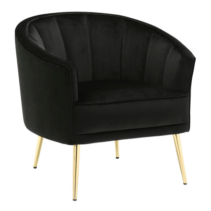 Black velvet tufted accent chair with gold metal legs by HouseOfZazla on Tampa Home & Garden Store