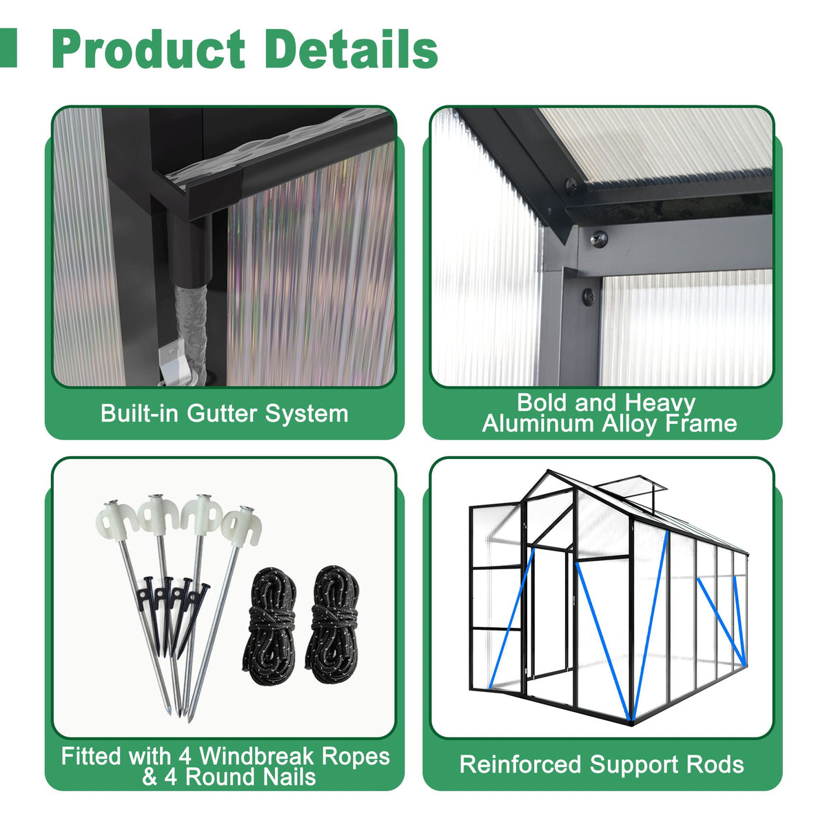 Windproof greenhouse with raised base and black polycarbonate panels by HouseOfZazla on Tampa Home & Garden Store
