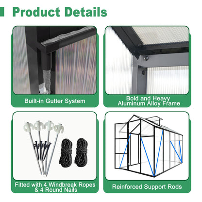 Windproof greenhouse with raised base and black polycarbonate panels by HouseOfZazla on Tampa Home & Garden Store