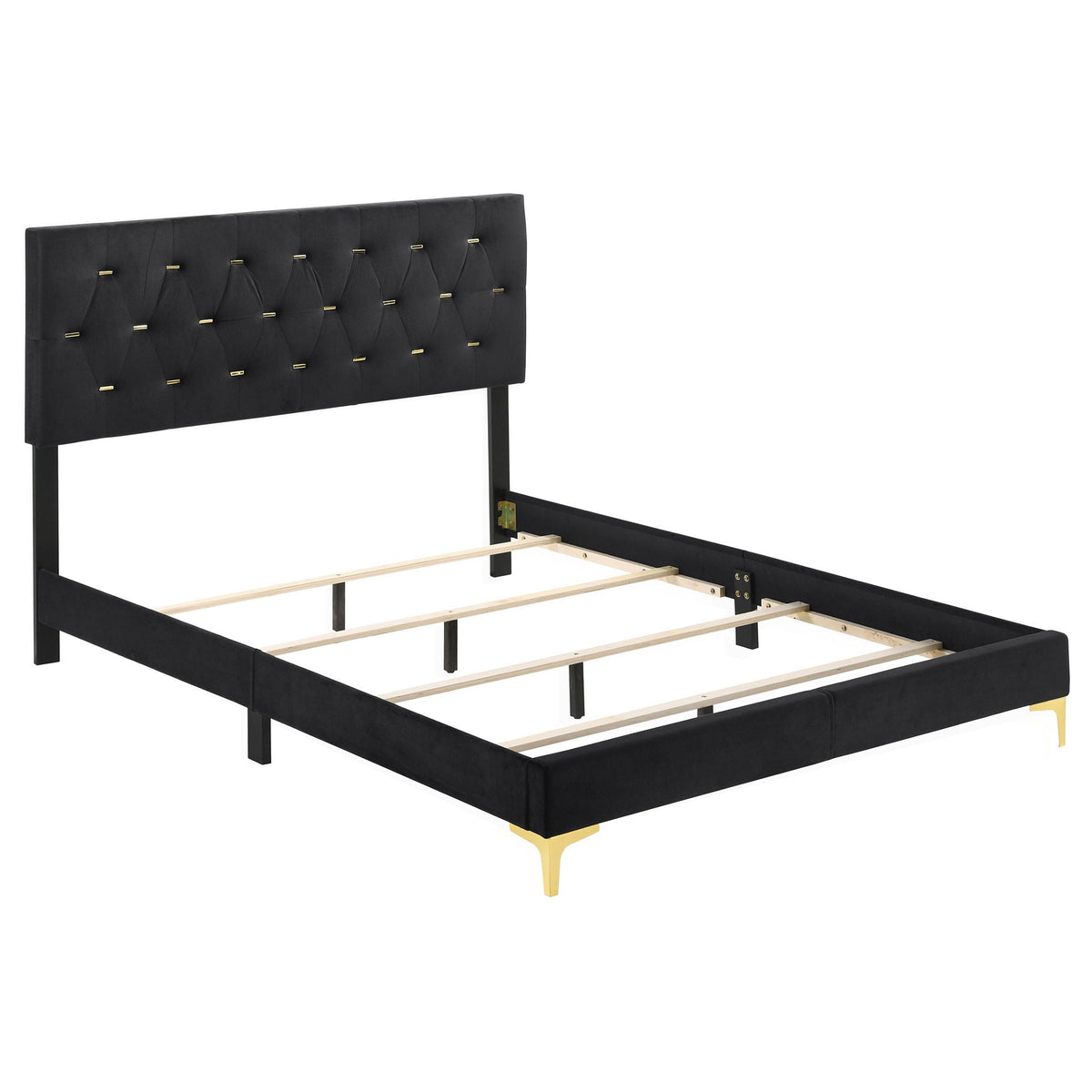 James panel bed upholstered in black fabric with headboard and hardware by HouseOfZazla on Tampa Home & Garden Store