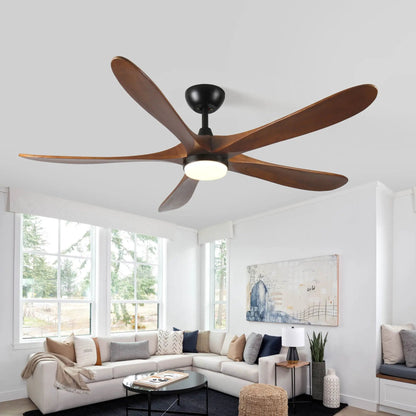 Solid Wood Ceiling Fan With Remote Light Brown