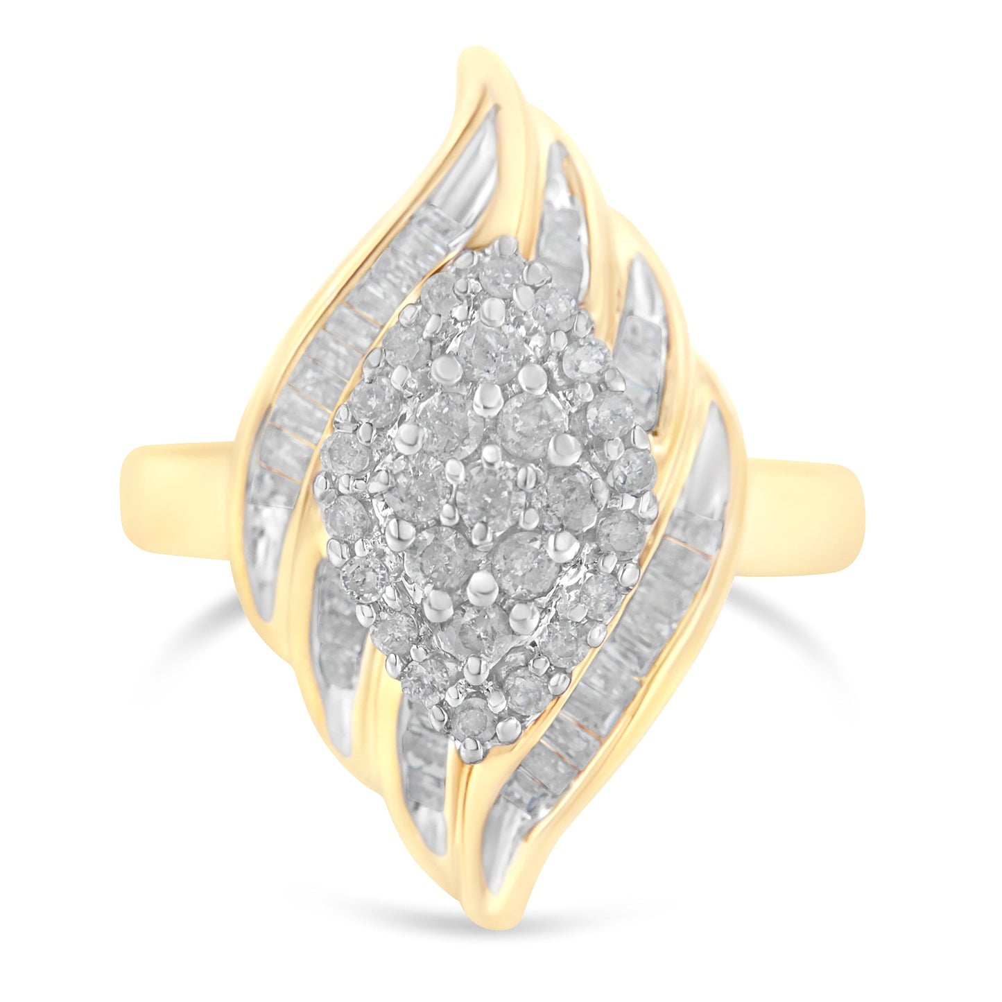 10K yellow gold diamond cocktail ring with 3/4 cttw pave diamonds in a teardrop cluster on Tampa Home & Garden Store