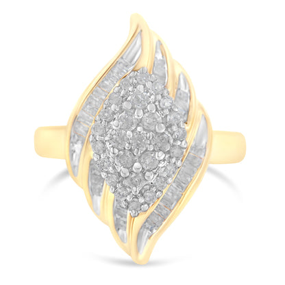 10K yellow gold diamond cocktail ring with 3/4 cttw pave diamonds in a teardrop cluster on Tampa Home & Garden Store