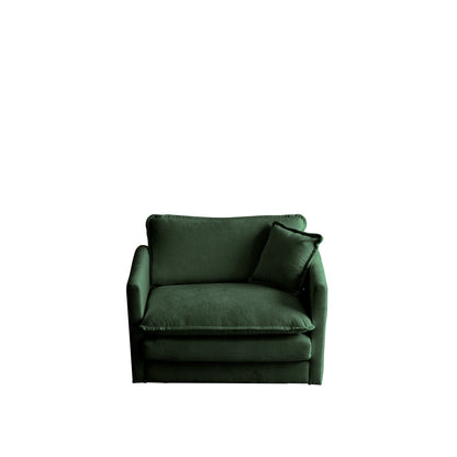 HouseOfZazla green chenille upholstered armchair with plush cushions on Tampa Home & Garden Store