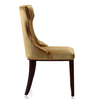 HouseOfZazla Reine dining chair in gold velvet with dark solid wood legs on Tampa Home & Garden Store