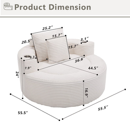 Round Sofa Bed memory foam cushions in white ribbed fabric by HouseOfZazla on Tampa Home & Garden Store