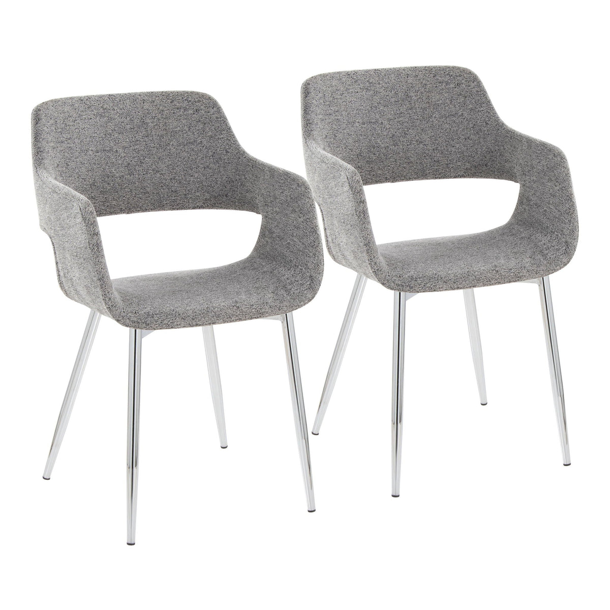 Contemporary Dining Chair Set with Metal Legs in grey speckled fabric, set of 2 - HouseOfZazla on Tampa Home & Garden Store