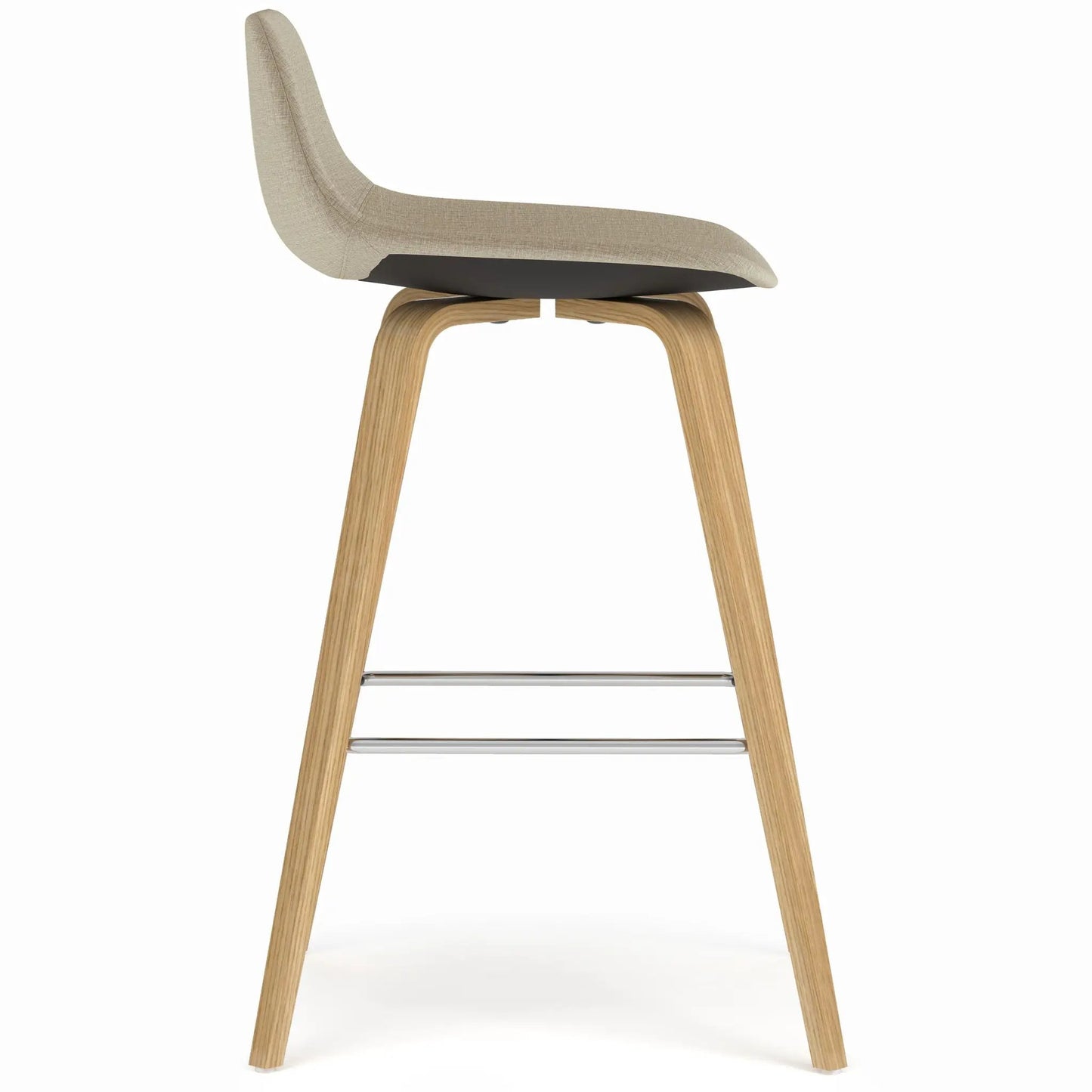 Randolph Bentwood upholstered counter stool pair in beige fabric with wood legs on Tampa Home & Garden Store