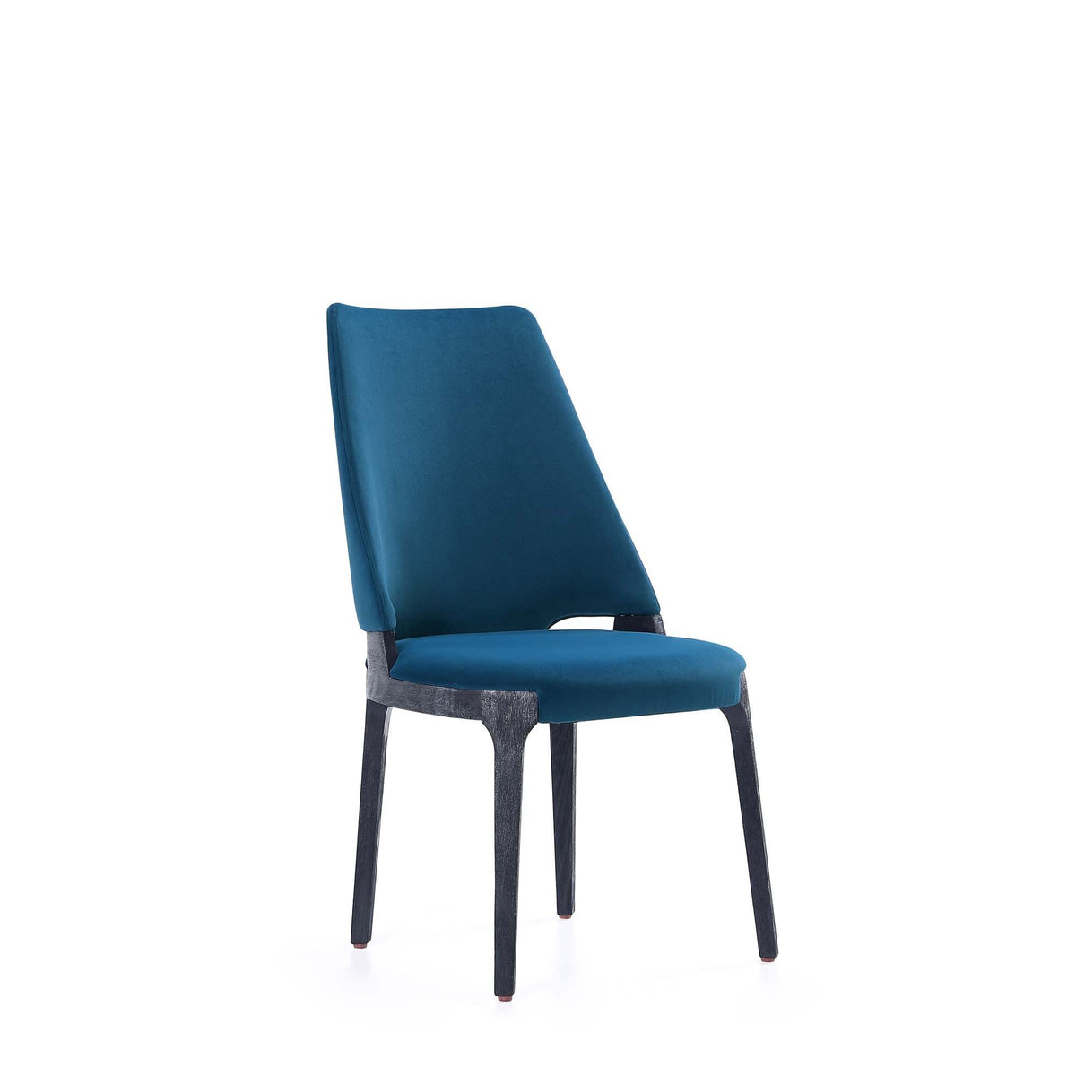 Kara dining chair with blue upholstery and solid beech wood frame on Tampa Home & Garden Store