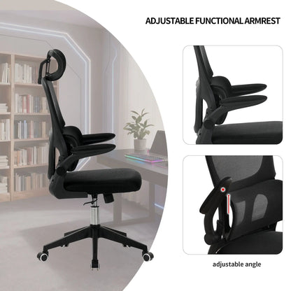 High-back ergonomic swivel office chair in black with tilt function, 3D headrest and lumbar support by Unique Piece Furniture on Tampa Home & Garden Store
