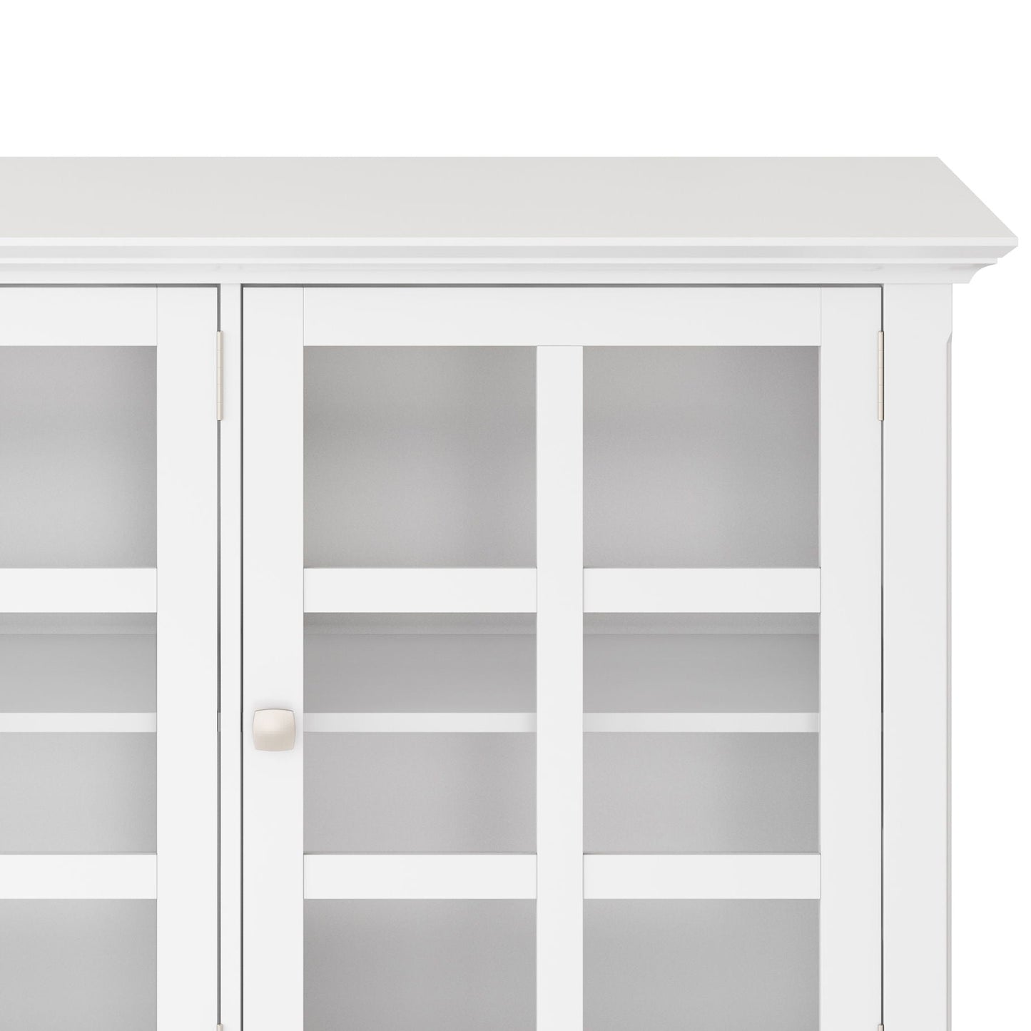 Acadian wide storage cabinet handcrafted in white with glass doors and brass knobs HouseOfZazla on Tampa Home & Garden Store